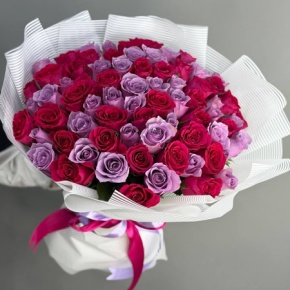 Букет 75 роз кения микс (40 см) в Котельниках