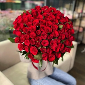 Букет "Классический" из 101 красной розы Кения (60 см) в Котельниках