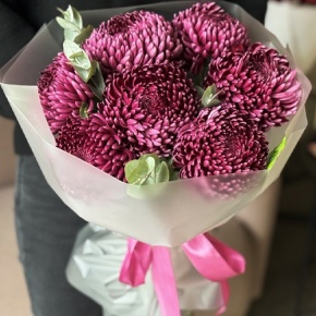 Букет "Виноградный" из 7 хризантем Бигоуди в Котельниках