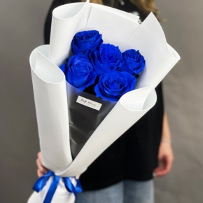 Букет из 5 синих роз Эквадор в Котельниках