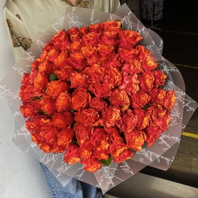 Букет 75 огненных роз (40 см) в Котельниках