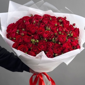 Букет из 19 красных кустовых пионовидных роз (50 см) в Котельниках