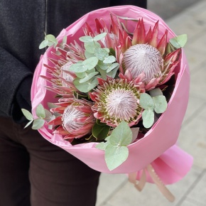 Букет из 5 протей и эвкалипта в Котельниках