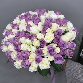Букет "Фиолетовый микс" из 101 розы (40 см) в Котельниках