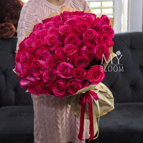 Букет 51 роза Эквадор Пинк Флоид (60 см) в Котельниках