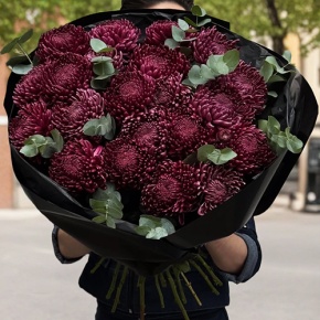 Букет из 21 винной хризантемы Бигоуди в Котельниках