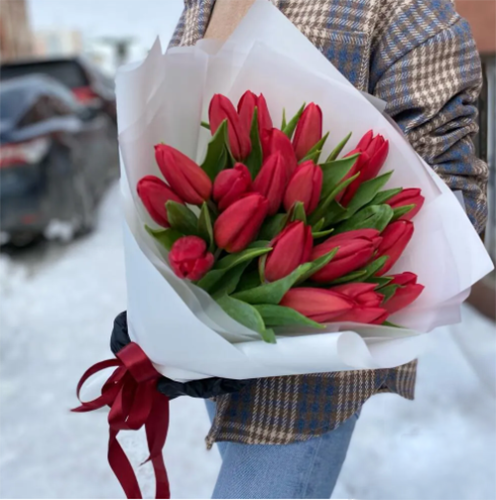 Букет красных тюльпанов в Котельниках